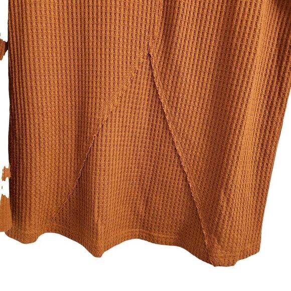 Maeve Anthropologie Top Medium Pearson Pumpkin‎ Orange Waffle Thermal Pullover - Picture 8 of 11